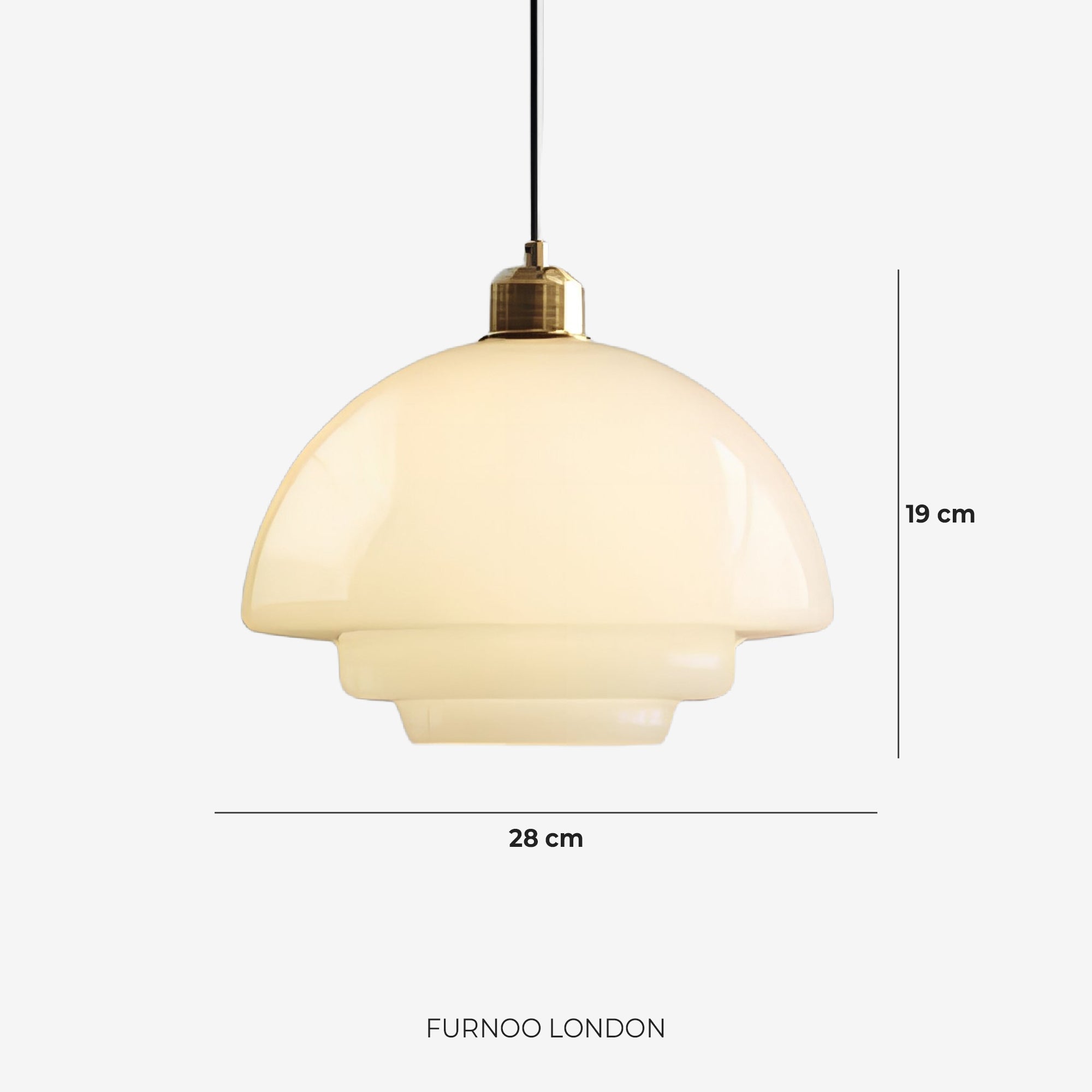 TINA Pendant Light, Mid-Century Milk-White Glass With Brushed Brass, Adjustable E27