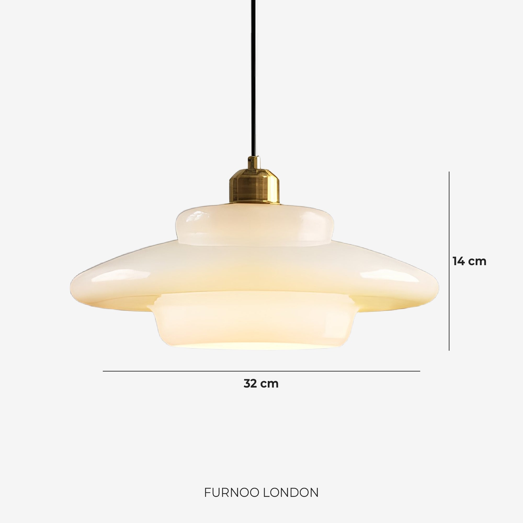 TINA Pendant Light, Mid-Century Milk-White Glass With Brushed Brass, Adjustable E27