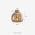 Thyra Pendant Lamp With Tinted Glass, Sculptural Lighting, Amber Smoke Gray