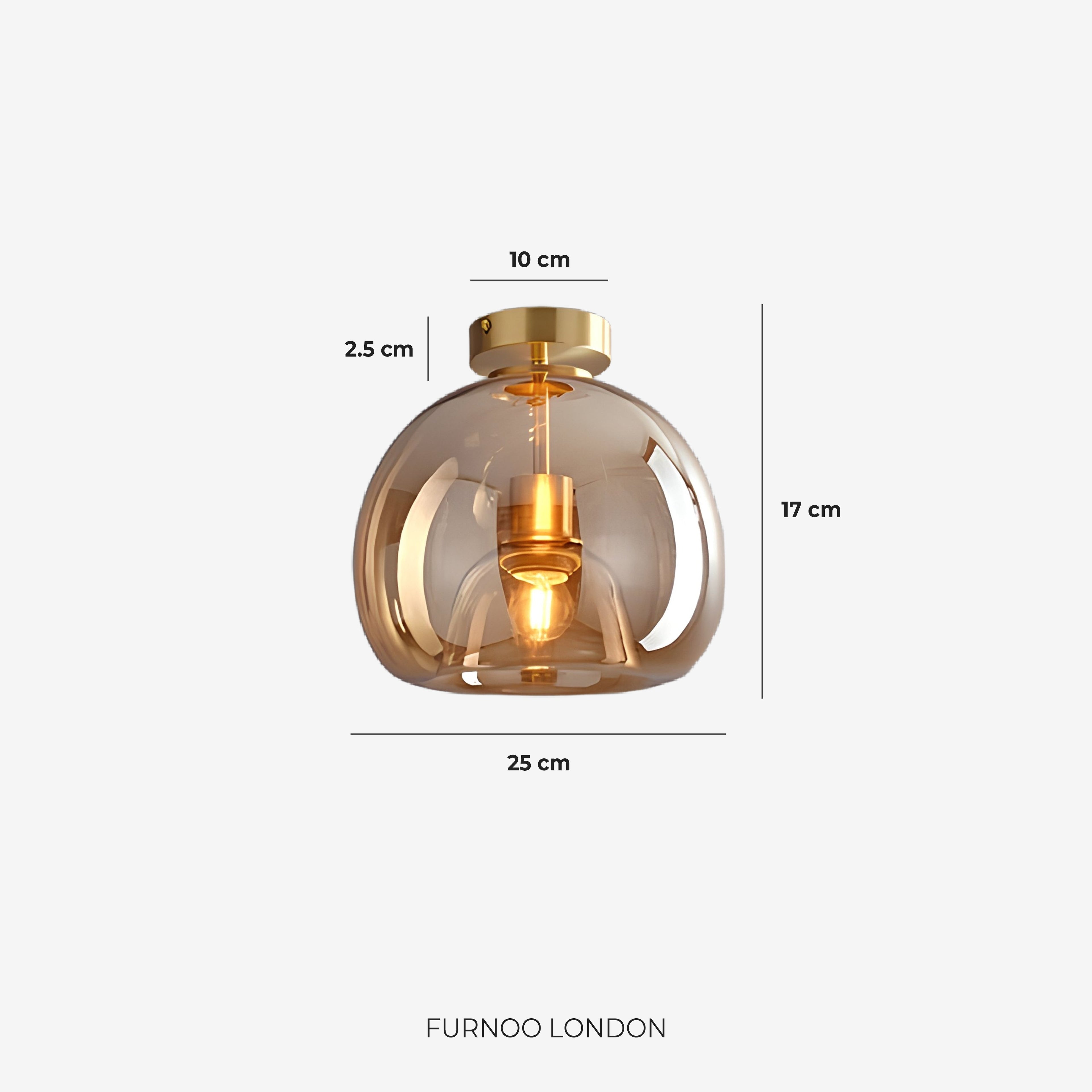 Thyra Pendant Lamp With Tinted Glass, Sculptural Lighting, Amber Smoke Gray