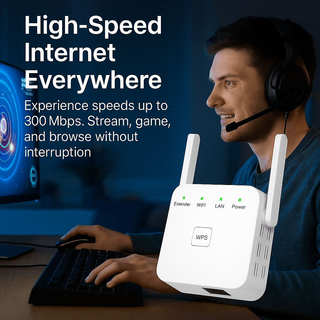 5G Dual Band WiFi Extender 300Mbps Reach Up To 1000ft With WPS