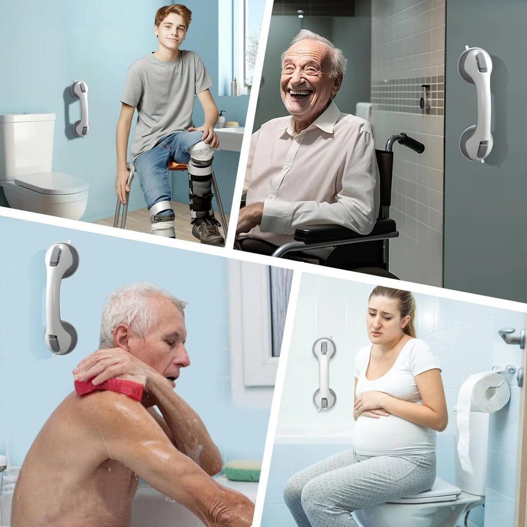 Nástěnné madlo do vany — odolné přísavky, mechanický zámek
