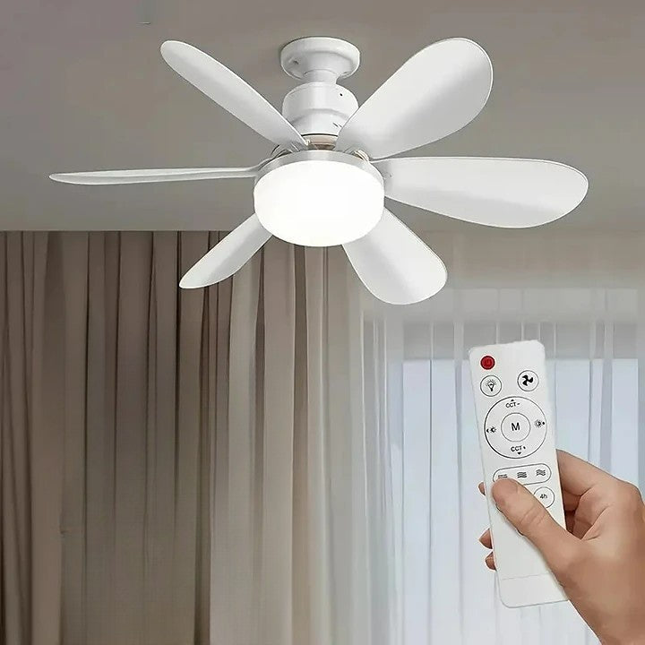 Moderní stropní ventilátor — integrované jasné LED světlo a dálkové ovládání