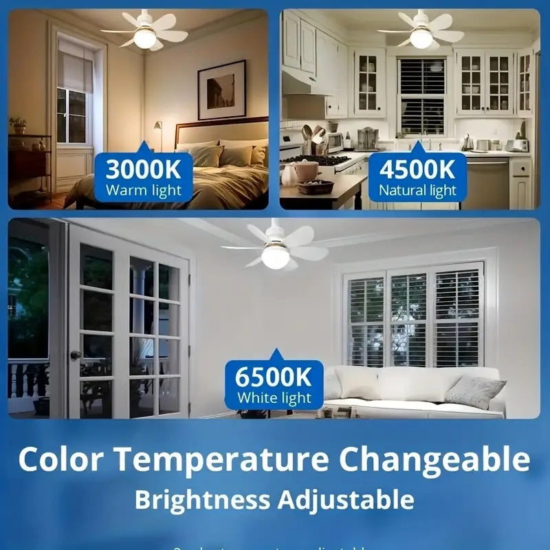 Moderní stropní ventilátor — integrované jasné LED světlo a dálkové ovládání