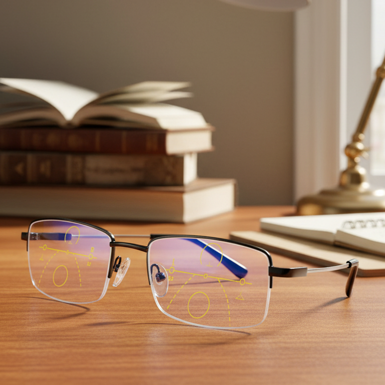 LumiView Smart-Gleitsichtbrille — lichtadaptive Gläser, Multi-Zonen-Rahmendesign