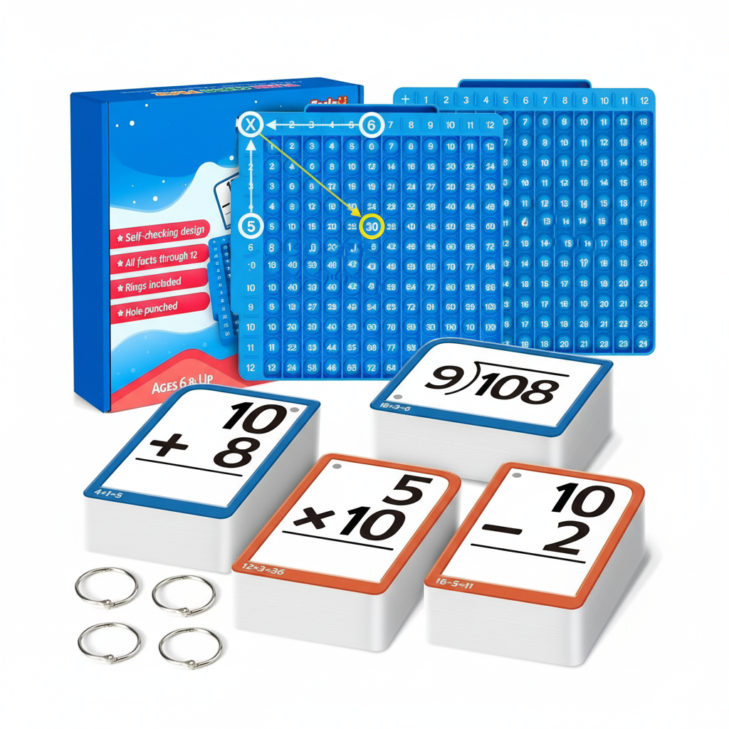 Sada hraček pro zvládnutí matematiky — silikonová tabule, kartičky s příklady, balíček základních početních operací