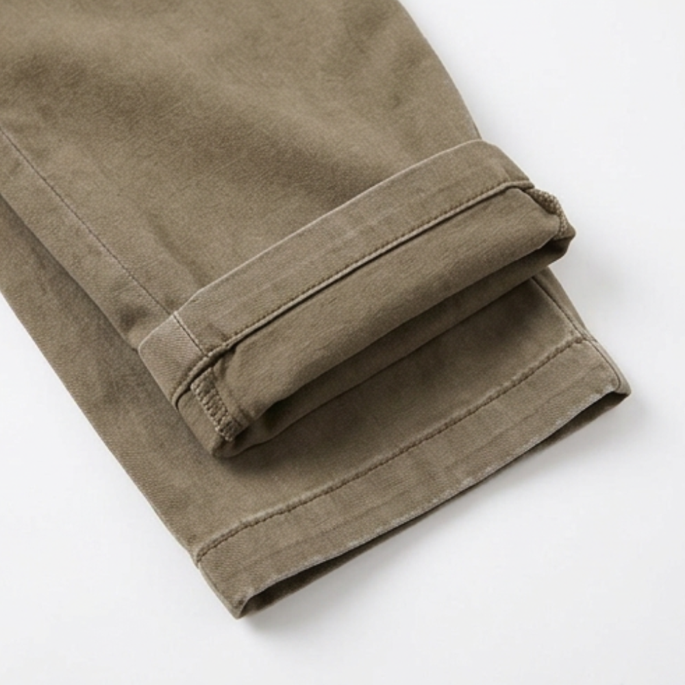 High Waist Tapered Trousers With Folded Ankle Cuffs For Everyday Wear
