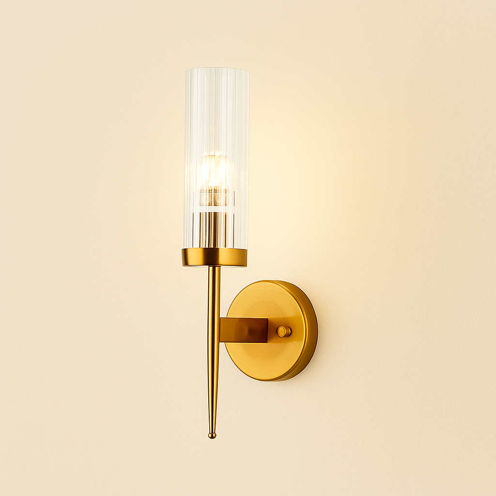 LumaNova Contemporary Ribbed Glass Wall Sconce For Elegant Home Lighting And Ambience
