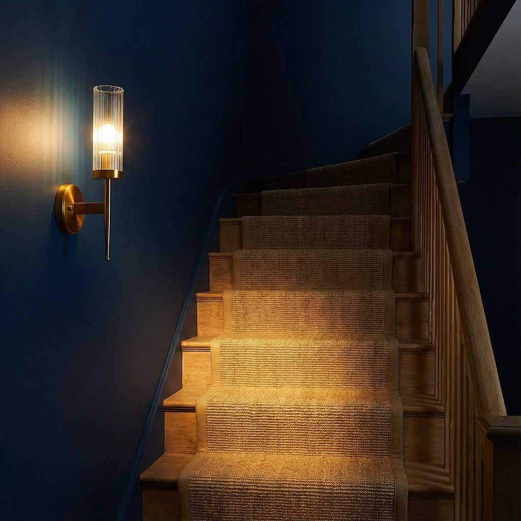 LumaNova Contemporary Ribbed Glass Wall Sconce For Elegant Home Lighting And Ambience