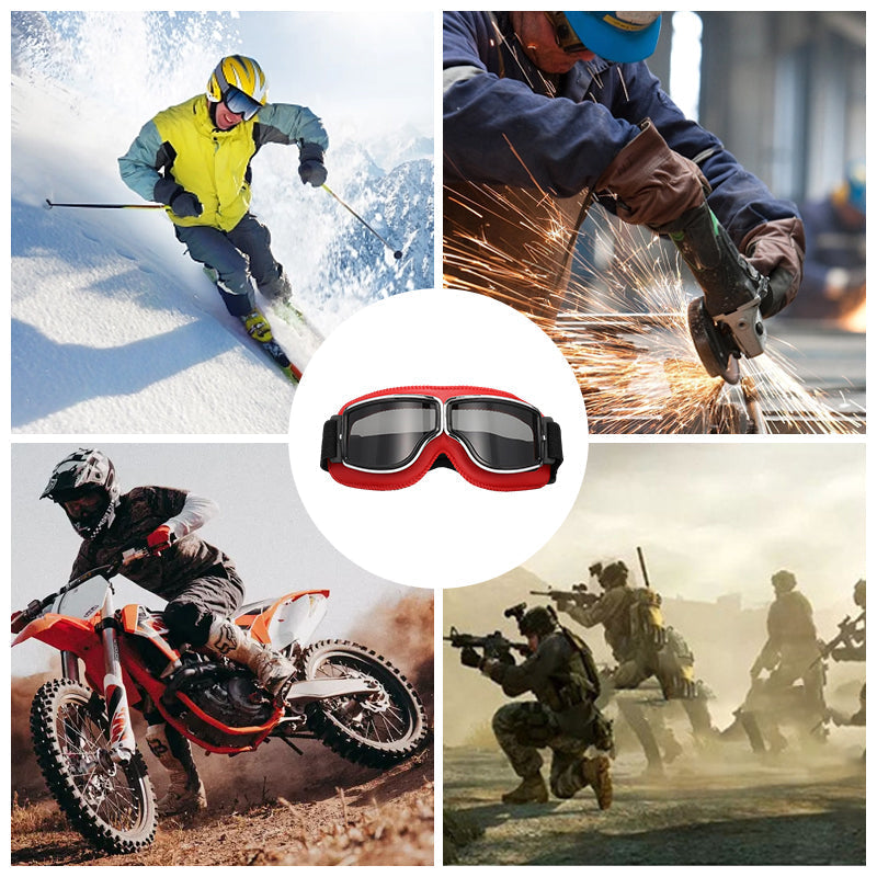 Retro Motorcycle Goggles — Scratch Resistant Lens, UV Protection