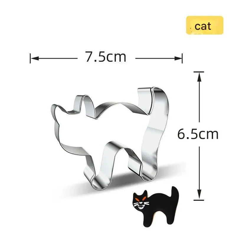 Seven Piece Halloween Cookie Cutters In Stainless Steel For Cookies, Pancakes, Fruit