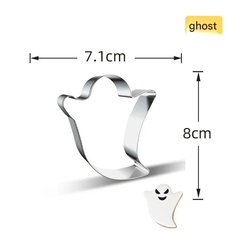 Seven Piece Halloween Cookie Cutters In Stainless Steel For Cookies, Pancakes, Fruit
