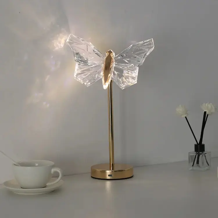 Luminara Crystal Butterfly Accent LED Lamp For Bedroom Decor And Nightstands Soft Glow Ambience