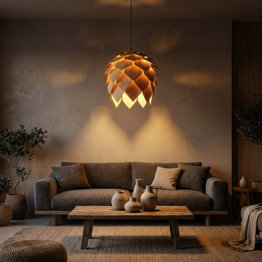 VerdantGlow Organic Ceiling Light For Living Room With Warm Ambient Illumination