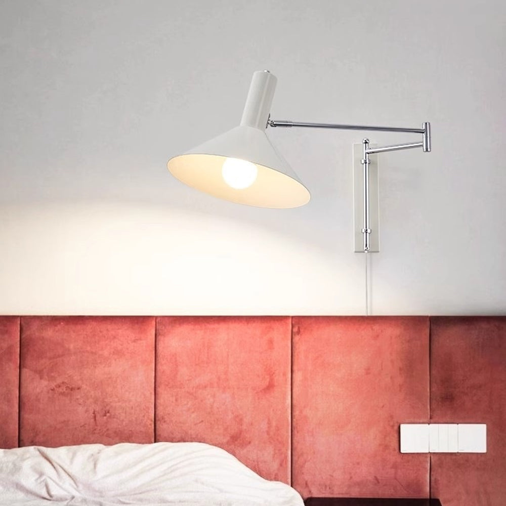 Kovová nástěnná lampa s otočným kloubem o 360 stupňů, noční lampa E27 do obývacího pokoje a ložnice