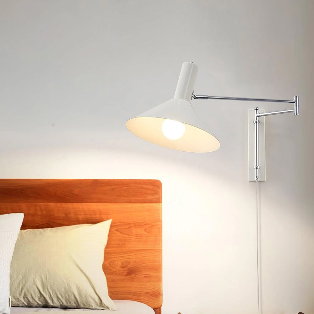 Kovová nástěnná lampa s otočným kloubem o 360 stupňů, noční lampa E27 do obývacího pokoje a ložnice