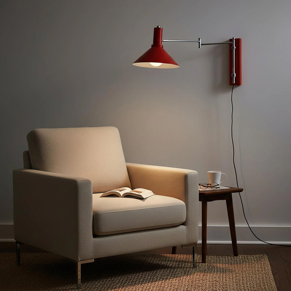 Kovová nástěnná lampa s otočným kloubem o 360 stupňů, noční lampa E27 do obývacího pokoje a ložnice