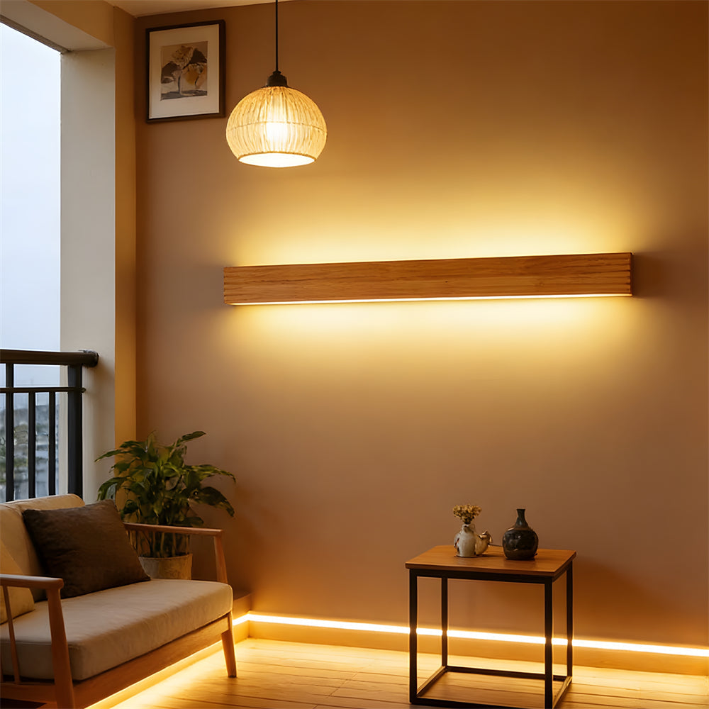 Nordic Wood And Acrylic Wall Lamp With LED E27 For Bedroom And Living Room