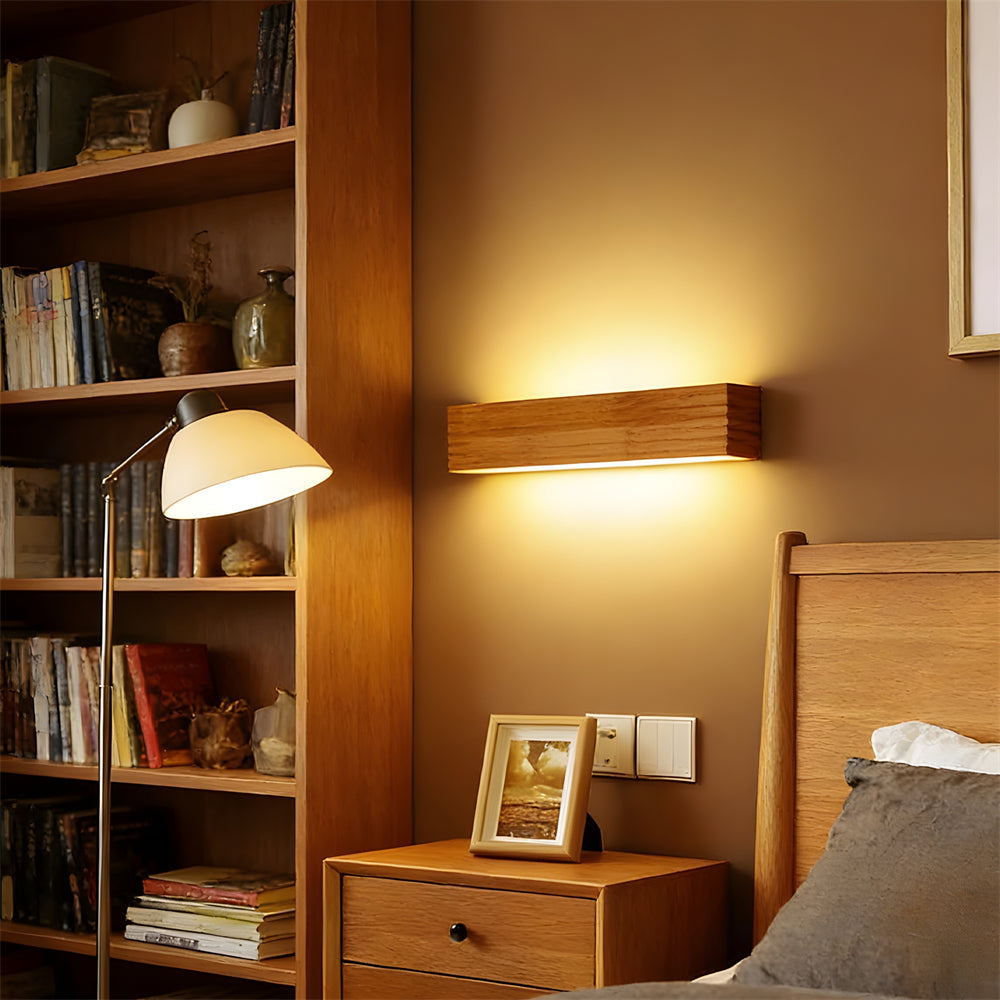 Nordic Wood And Acrylic Wall Lamp With LED E27 For Bedroom And Living Room