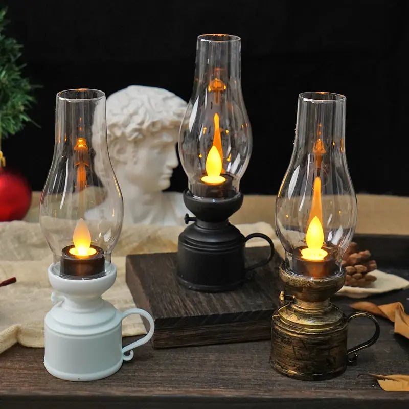Antique Style LED Lantern With Flicker Light Wireless Safe Decorative Glow