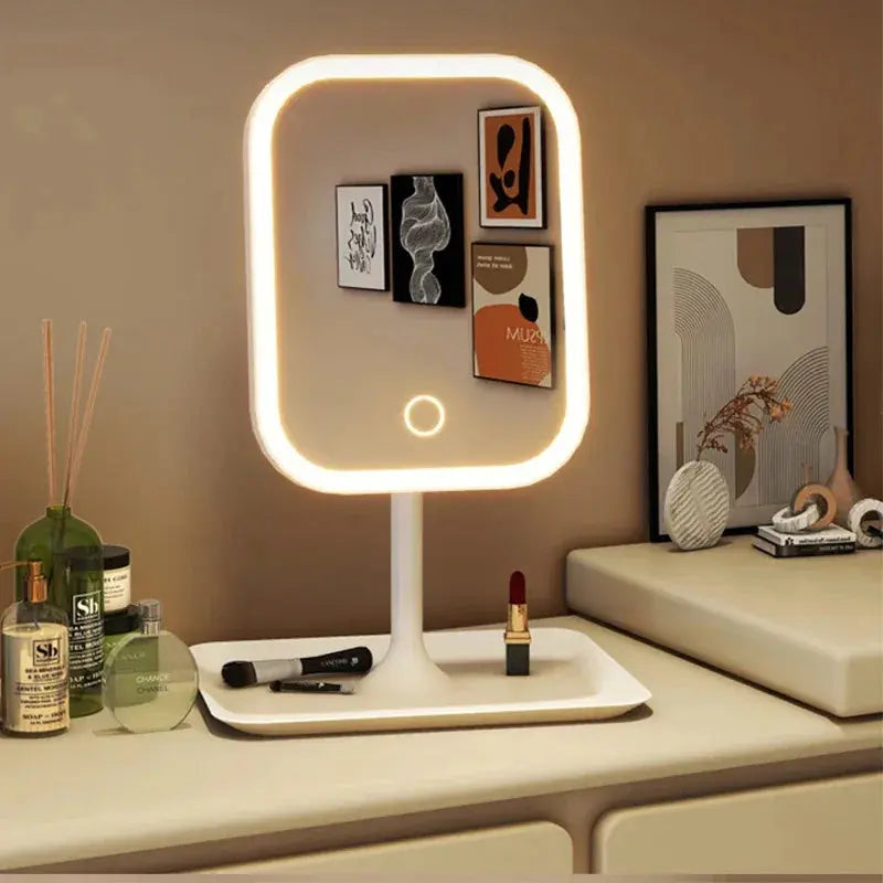 Three-Mode Dimmable LED Makeup Mirror With Touch Control For Tabletop Use
