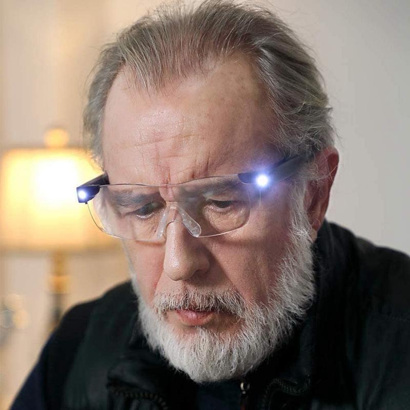 LED brýle se zvětšovacími skly na čtení — nastavitelná intenzita osvětlení
