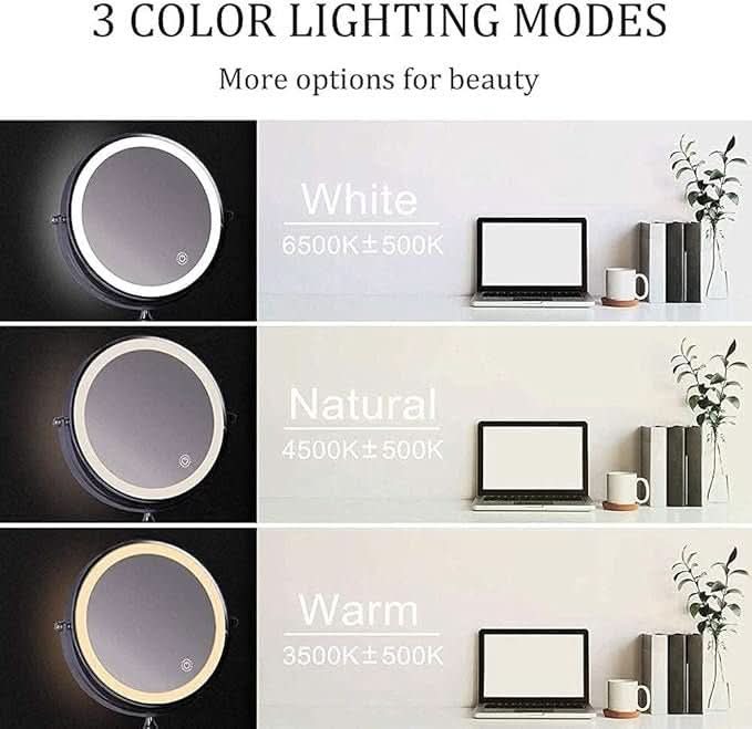 Rechargeable LED Magnifying Vanity Mirror Dimmable 20 Cm Round