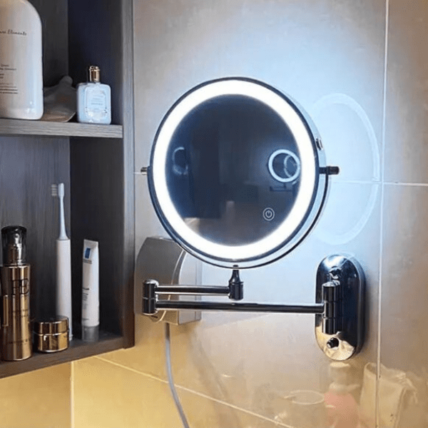 Rechargeable LED Magnifying Vanity Mirror Dimmable 20 Cm Round