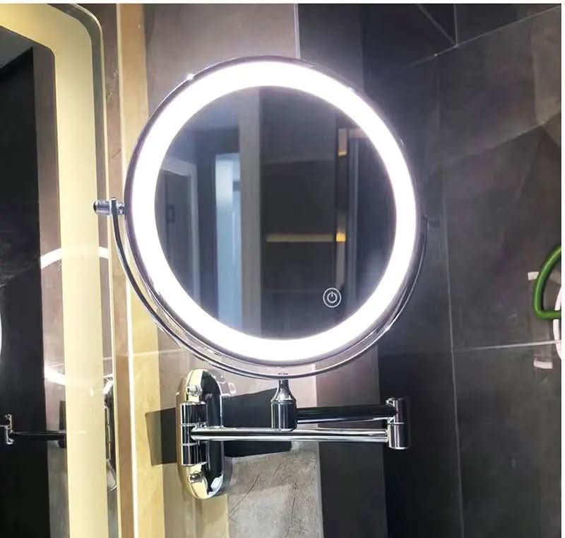 Rechargeable LED Magnifying Vanity Mirror Dimmable 20 Cm Round