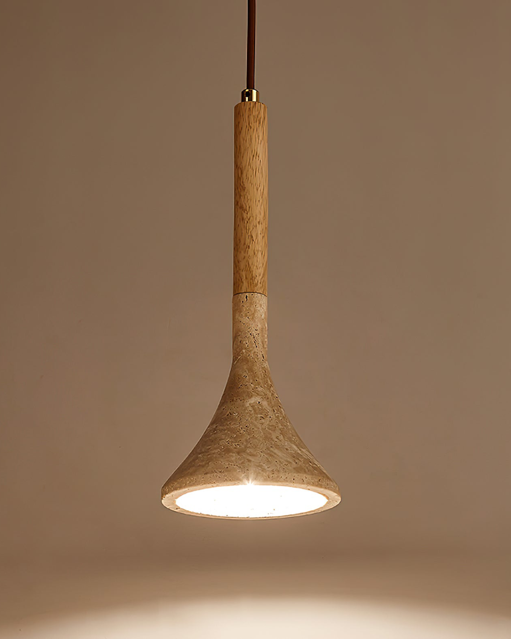 Travertine And Walnut Pendant Light For Dining Room Warm Nordic Glow