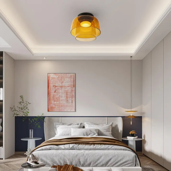 Lumenweave Nordic Style Ceiling Light With Handcrafted Glass Shade For Living Rooms And Dining Areas
