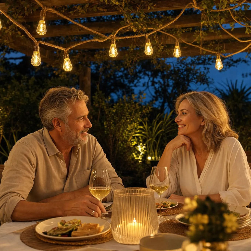 DUSKLACE Sfeerverlichting op zonne-energie — Vintage ledlampen, gezellige tuingloed