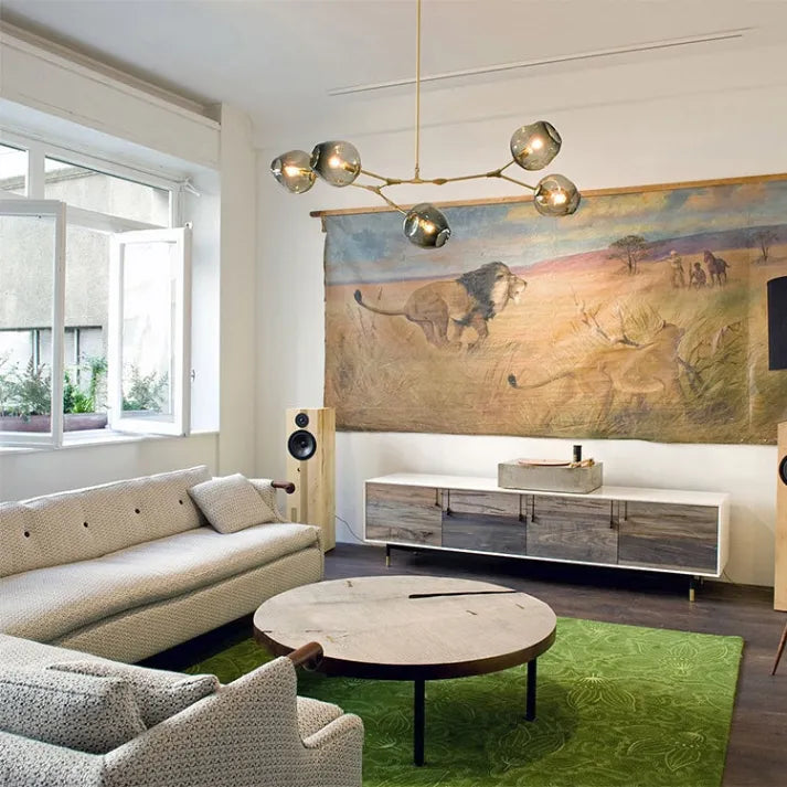 LustraNova Pendant Light With Glass Orbs And Branching Arms For Ambient Living Room Lighting