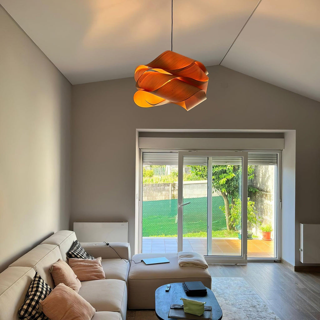 SylvaOak Wood Grain Pendant Light With Soft Ambient Glow For Dining Rooms And Kitchen Islands