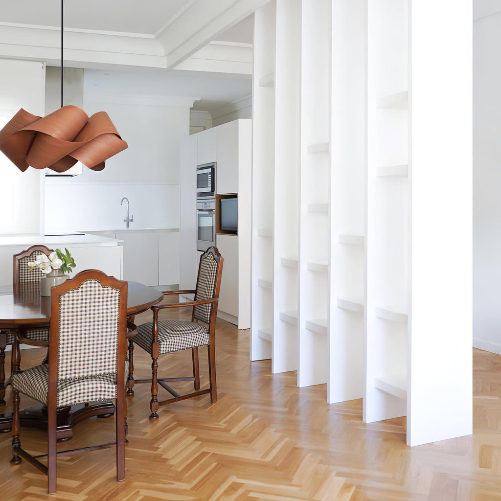 SylvaOak Wood Grain Pendant Light With Soft Ambient Glow For Dining Rooms And Kitchen Islands