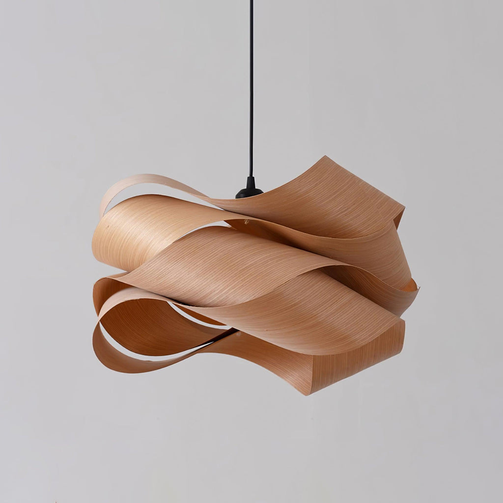 SylvaOak Wood Grain Pendant Light With Soft Ambient Glow For Dining Rooms And Kitchen Islands