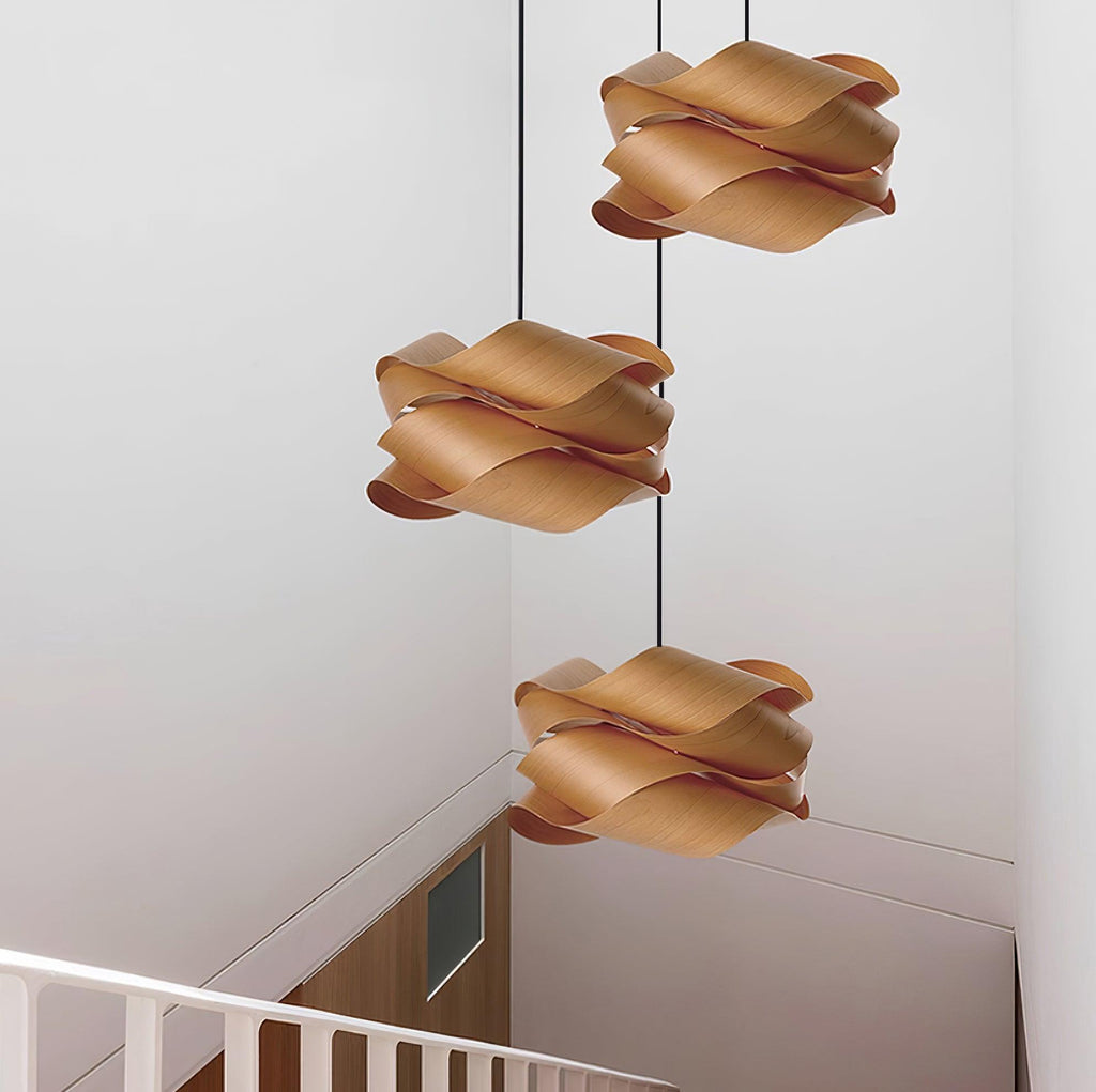 SylvaOak Wood Grain Pendant Light With Soft Ambient Glow For Dining Rooms And Kitchen Islands