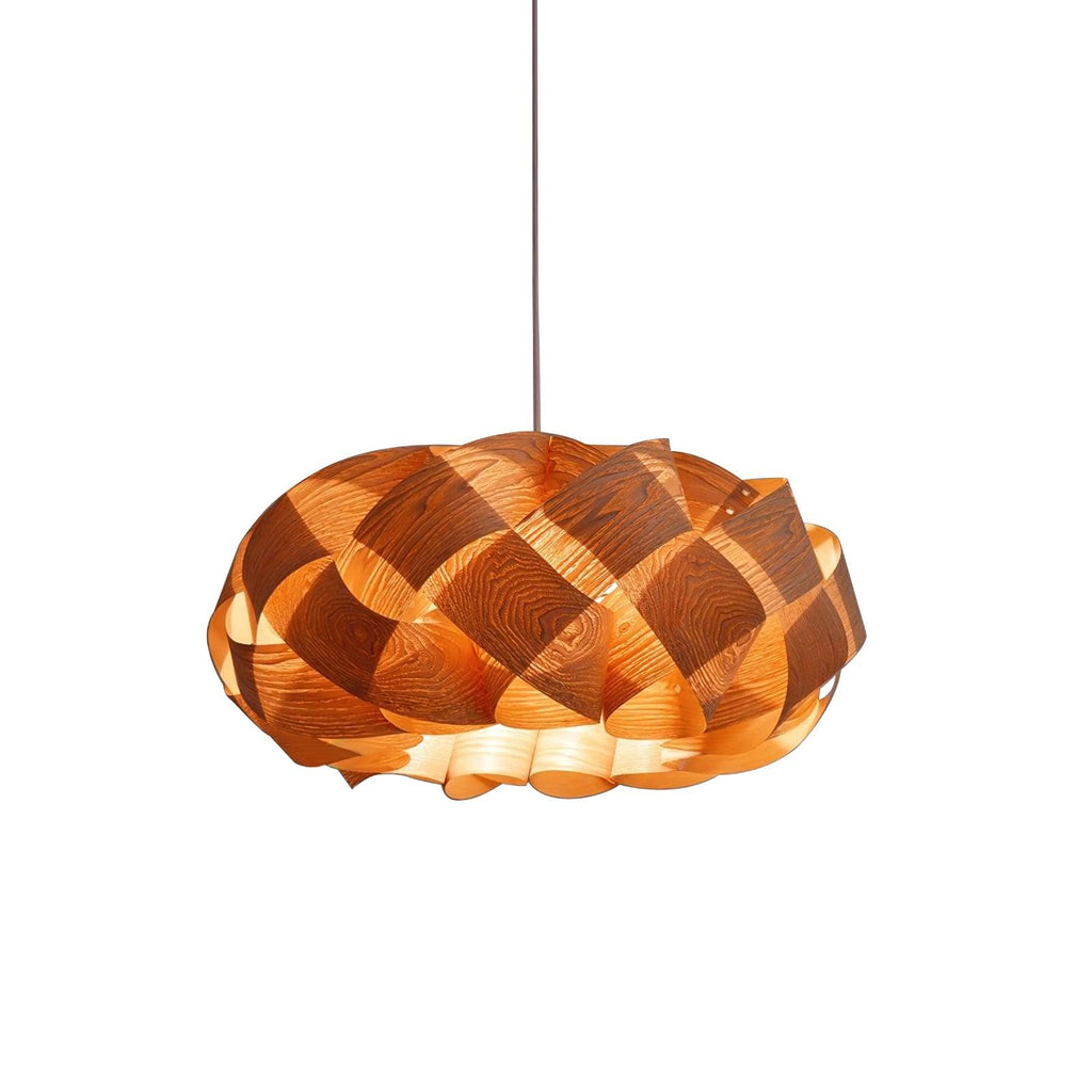 SylvaOak Wood Grain Pendant Light With Soft Ambient Glow For Dining Rooms And Kitchen Islands
