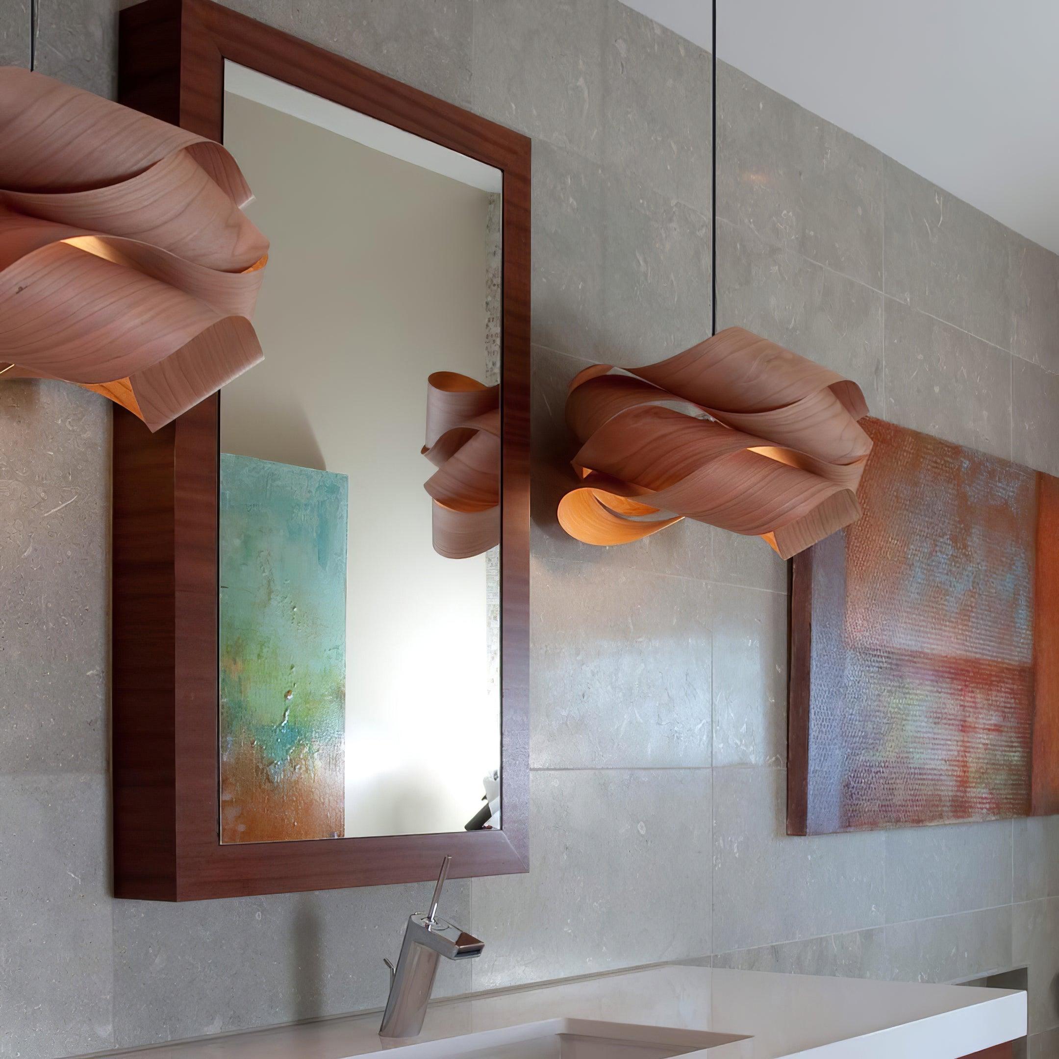 SylvaOak Wood Grain Pendant Light With Soft Ambient Glow For Dining Rooms And Kitchen Islands