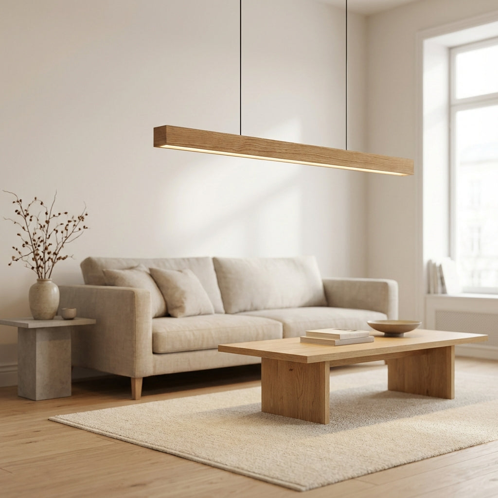 Arcwood Solid Wood Linear Pendant Light For Kitchen Islands And Dining Tables Modern Home Fixture