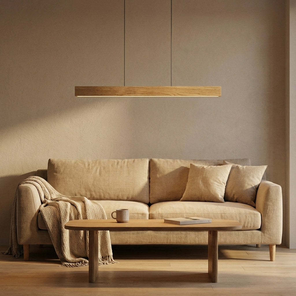 Arcwood Solid Wood Linear Pendant Light For Kitchen Islands And Dining Tables Modern Home Fixture