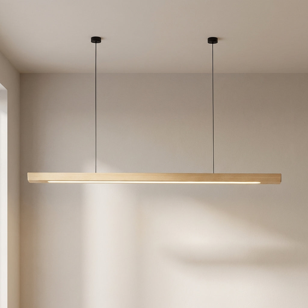 Arcwood Solid Wood Linear Pendant Light For Kitchen Islands And Dining Tables Modern Home Fixture
