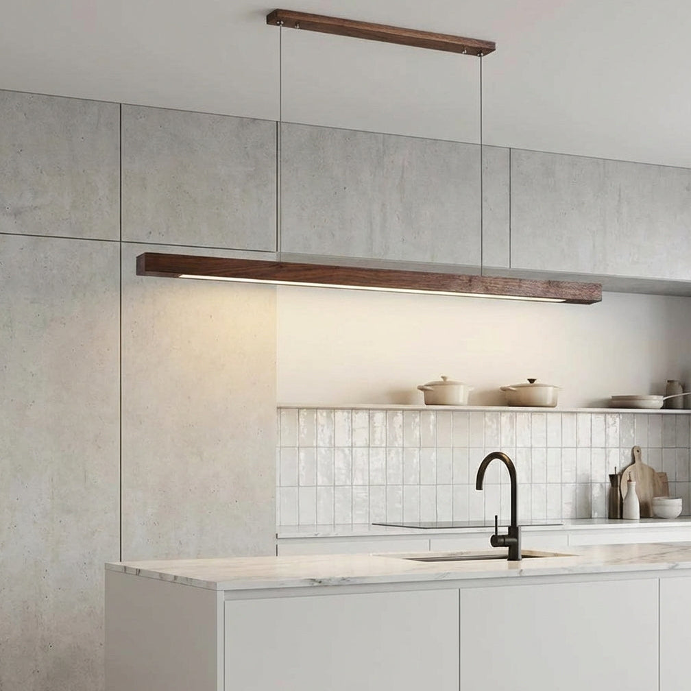 Arcwood Solid Wood Linear Pendant Light For Kitchen Islands And Dining Tables Modern Home Fixture