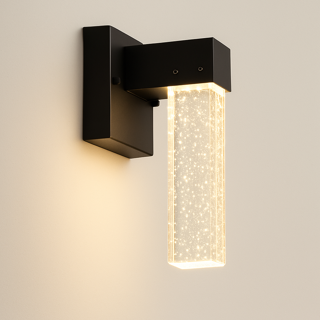 NovaGlow Elegant Aluminum Crystal Outdoor Wall Sconce For Patio And Garden Lighting