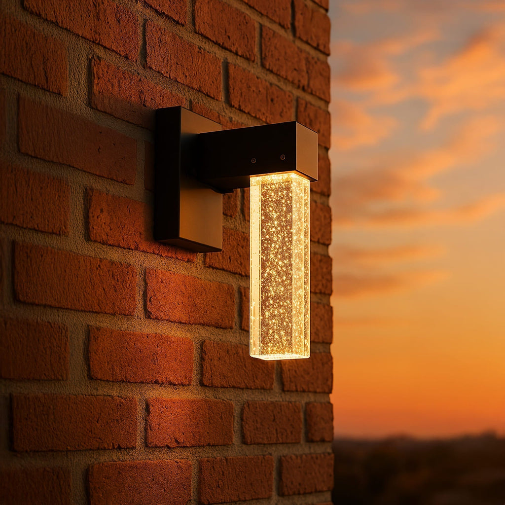 NovaGlow Elegant Aluminum Crystal Outdoor Wall Sconce For Patio And Garden Lighting