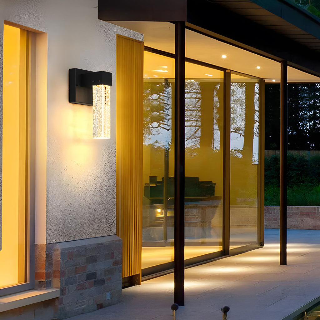 NovaGlow Elegant Aluminum Crystal Outdoor Wall Sconce For Patio And Garden Lighting