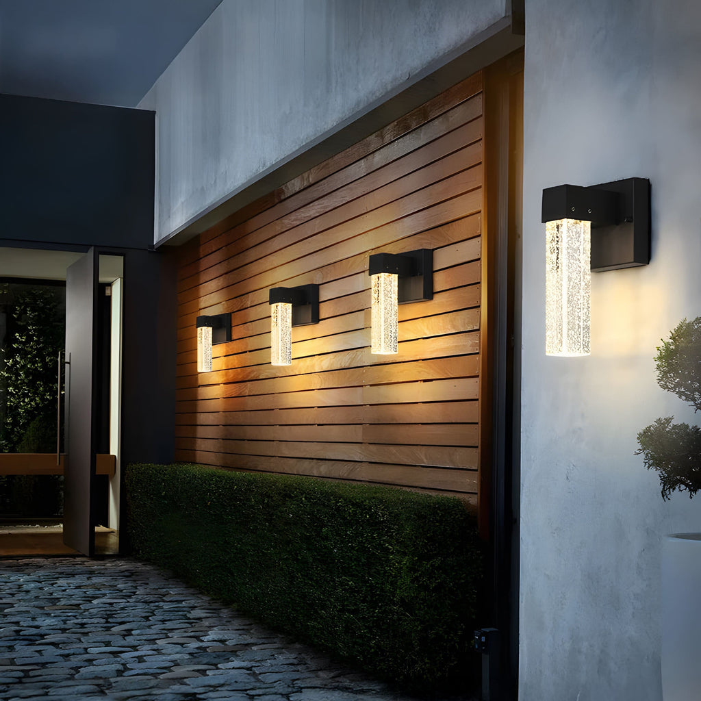 NovaGlow Elegant Aluminum Crystal Outdoor Wall Sconce For Patio And Garden Lighting