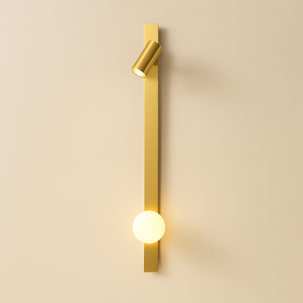 LumaNova Slim Architectural Sconce On Metal Wall Glass Globe Lighting For Modern Interiors