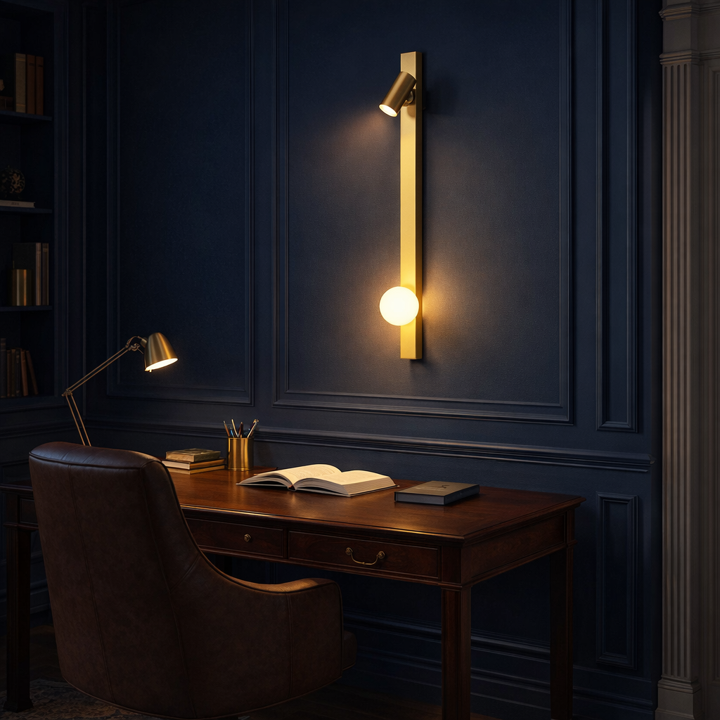 LumaNova Slim Architectural Sconce On Metal Wall Glass Globe Lighting For Modern Interiors