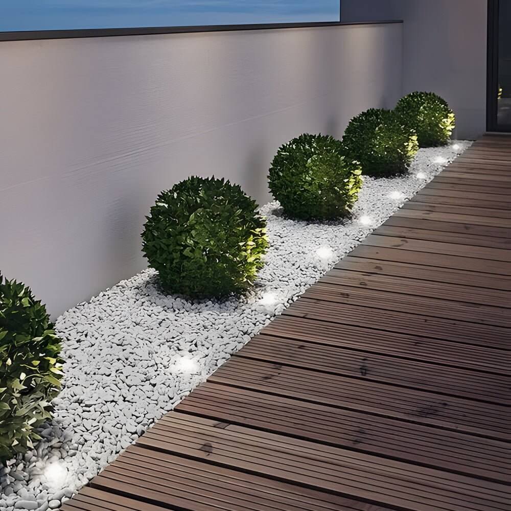 Solární zapuštěná zahradní svítidla Luminara – teplé světlo 3000 K, zapuštěná montáž do země